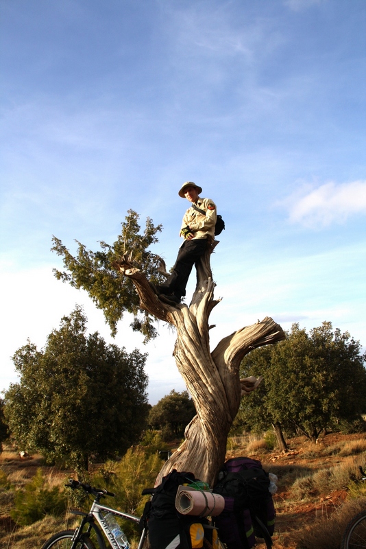 Morocco, Cirque du Jaffar. Yuri on the tree