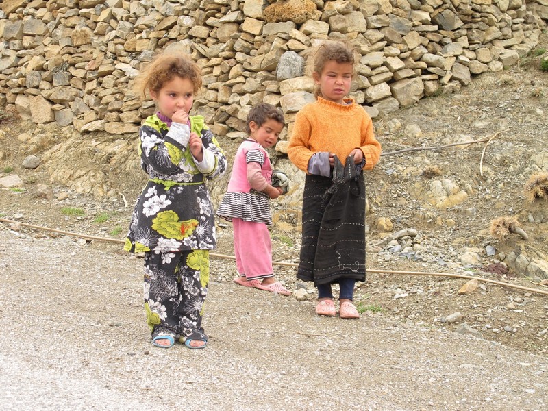 Morocco, Tagoudite. Children on the street.
