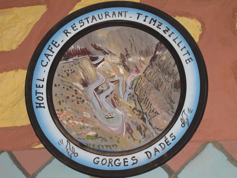 Morocco, Dades gorge. Plate on the cafe wall