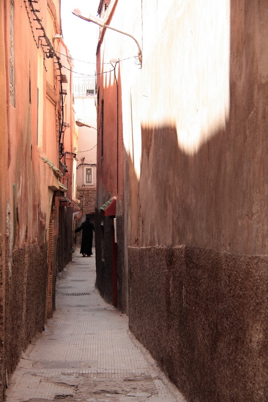 Morocco, Marrakesh. Narrow street