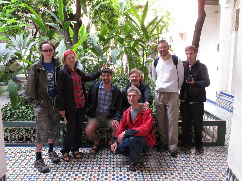 Morocco, Marrakesh. Tourist group in Bahia palace