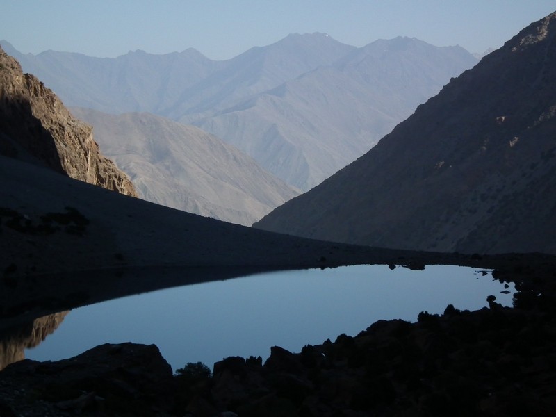 Tajikistan, Rost pass. Evening lake view