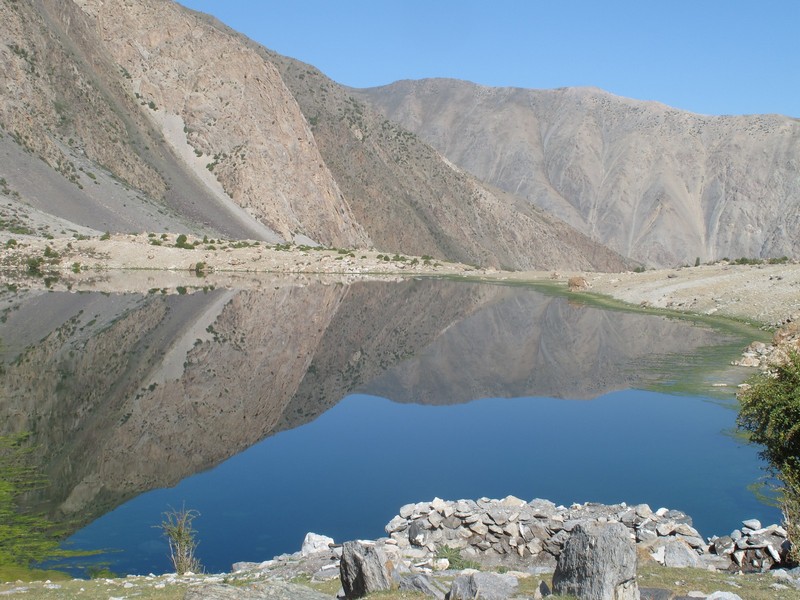 Tajikistan, Rost pass. Mountain lake