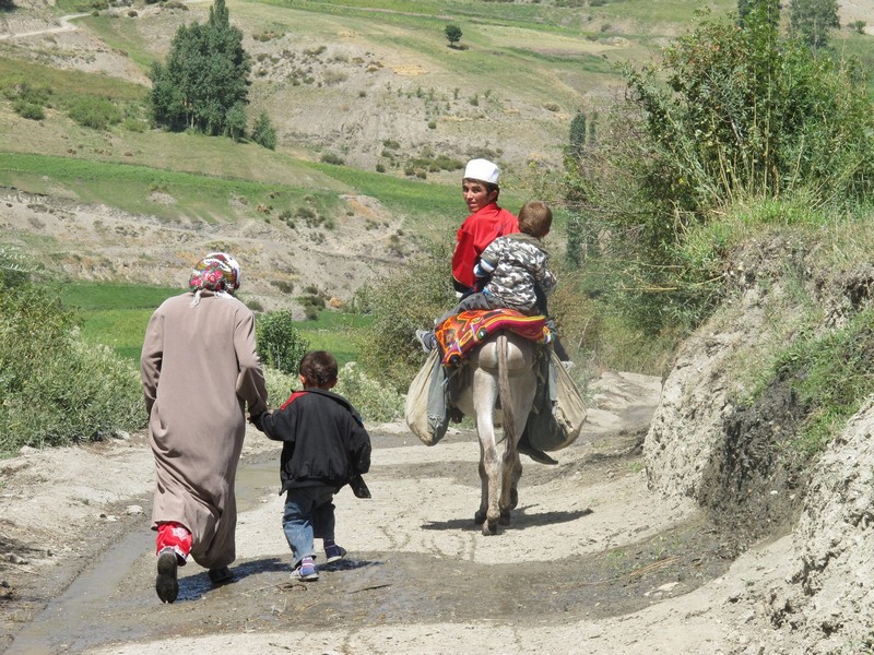 Tajikistan, Rost pass. Family with donkey
