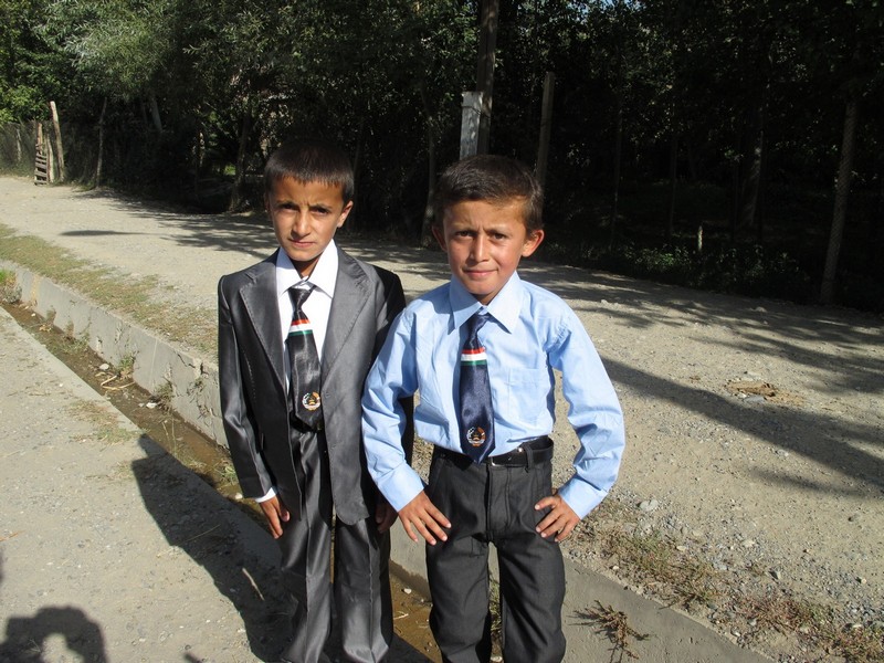 Tajikistan. Boys - pupils on 1st September