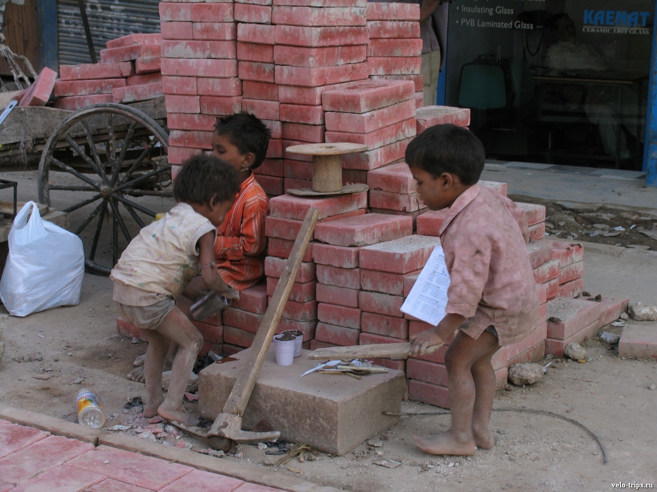 Children playing on Delhi streets, India