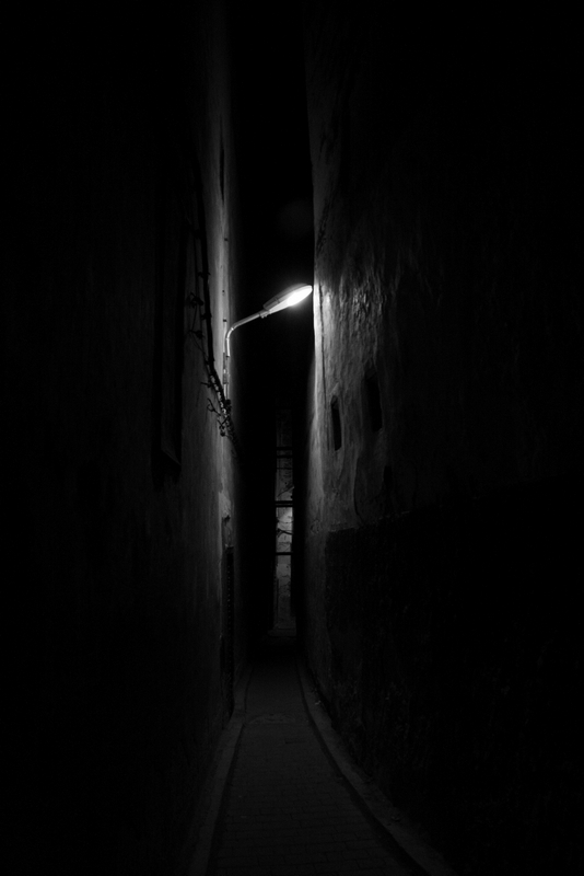 Morocco, Fes night narrow streets