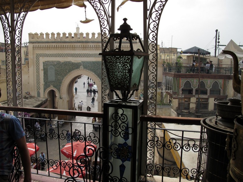 Morocco, Fes. Terrace cafe near Bab Bou Jeloud