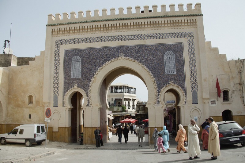 Morocco, Fes. Bab Bou Jeloud gates