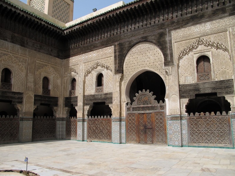 Morocco, Fez. Bou Inania madrasa interiors.