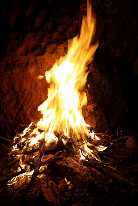 Morocco. Night fire on the camping