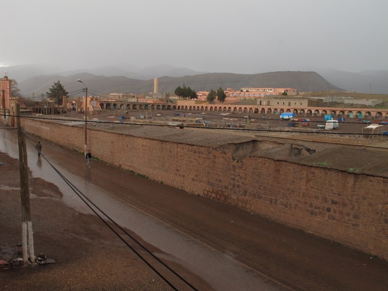 Morocco, Msemrir. Rain on the main street