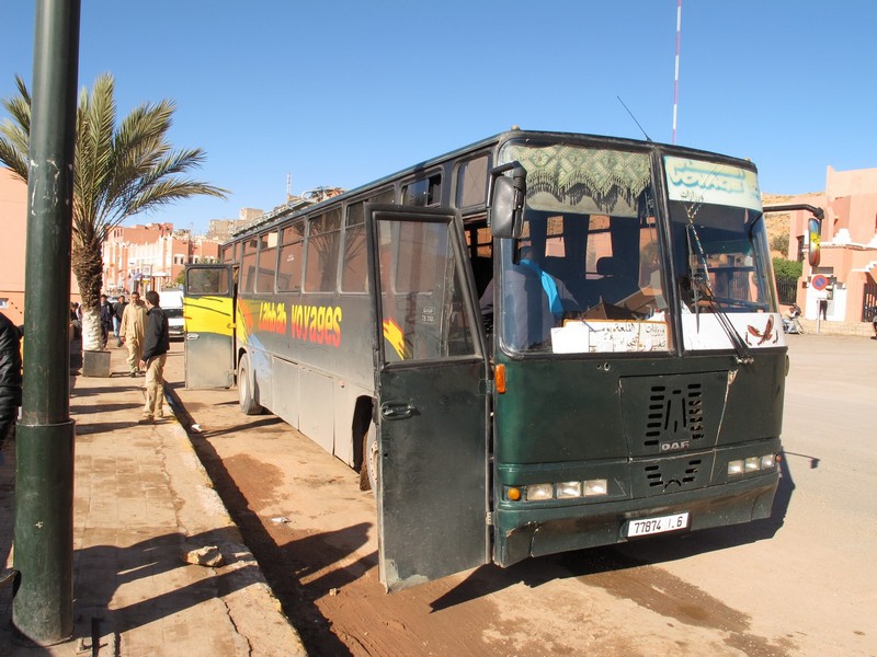 Morocco, Boumalne Dades. Local DAF bus