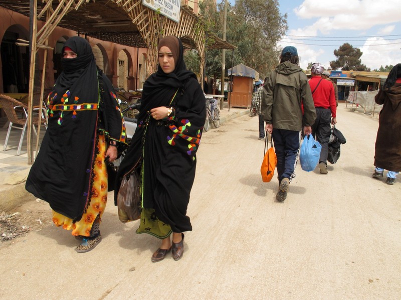 Morocco, Erfoud. Women on the street