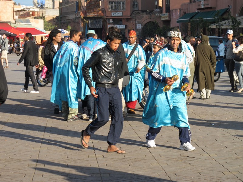 Morocco, Marrakesh. Jemaa el Fna musicians