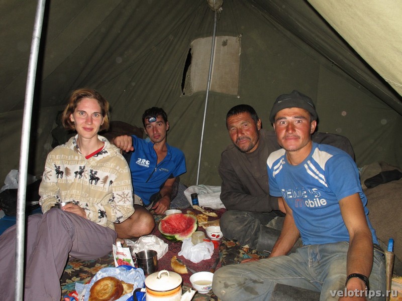 Tajikistan, Rufigar. In the shepherd tent