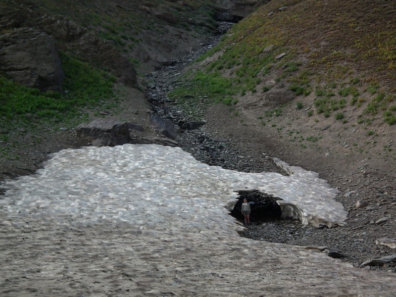 Tajikistan, Yagnob. Glacier from spring